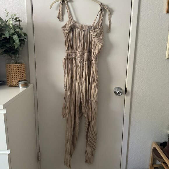 🦋 AUSTRALIAN RUE STIIC Stripe Tan Jumpsuit Size XS - Picture 4 of 5